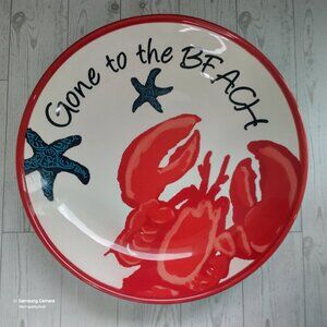 Ashland Summer Living GONE TO THE BEACH Lobster Sea Life 10" Platter Bowl New